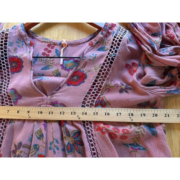 Free People Floral Crochet Inset Tunic Dress”SZ SP - Picture 9 of 14